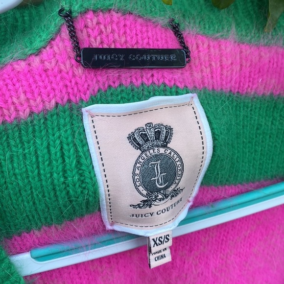 Juicy Couture Women’s Oversized Cardigan Angora Pink and Green Sweater XS/S - Picture 4 of 13